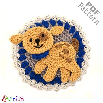 Dog crochet patch Button pattern