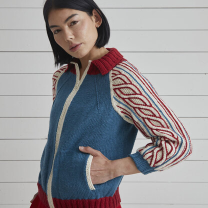 Anastasia Baseball Jacket - Knitting Pattern for Women in Debbie Bliss Cashmerino Aran