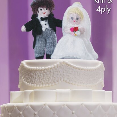Bride & Groom Cake Toppers in King Cole Dollymix DK, King Cole Big Value 4ply & King Cole Moments - 9067pdf - Downloadable PDF