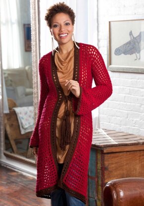 Long on Looks Cardie in Red Heart Soft Solids - LW2953