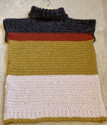 Color block knit poncho