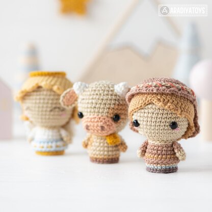 Nativity Set Crochet Pattern Shepherd Camel Angel Ox Calf Bull Christmas Mini Amigurumi Animal Patterns Nativity Scene by AradiyaToys (Olka Novytska)