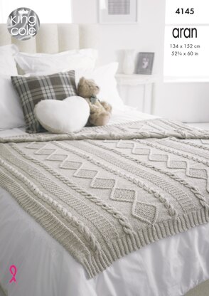 Throws in King Cole Big Value Recycled Cotton Aran - 4145 - Downloadable PDF
