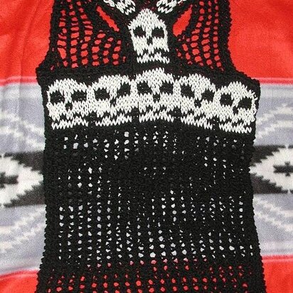 Knit Skulls And Lace Racer Back Tank