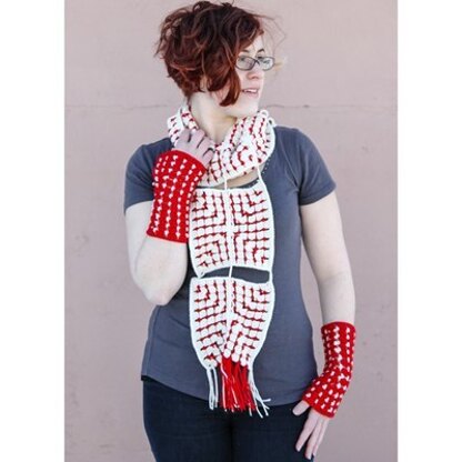Valley Yarns 592 Nordic Tiles Scarf & Fingerless Mitts