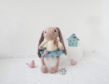Pink cute Bunny knitted flat