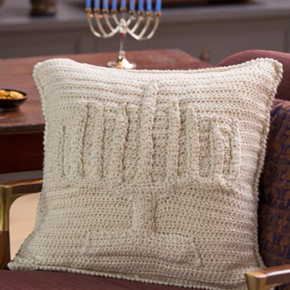 Menorah Pillow in Red Heart Holiday - LW4823 - Downloadable PDF