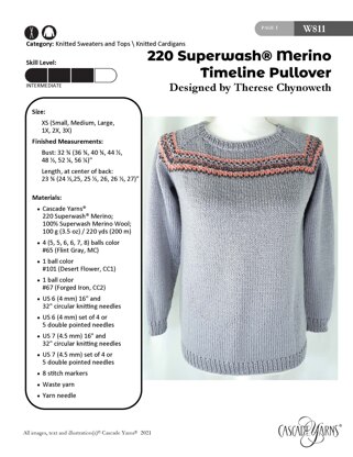 Timeline Pullover in Cascade Yarns 220 Superwash® Merino - W811 - Downloadable PDF