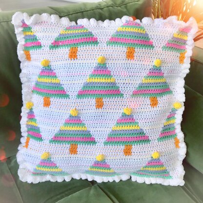 Rainbow Christmas Tree Cushion