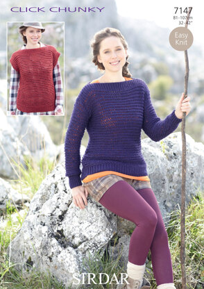 Sweater and Sleeveless Top in Sirdar Click Chunky - 7147 - Downloadable PDF