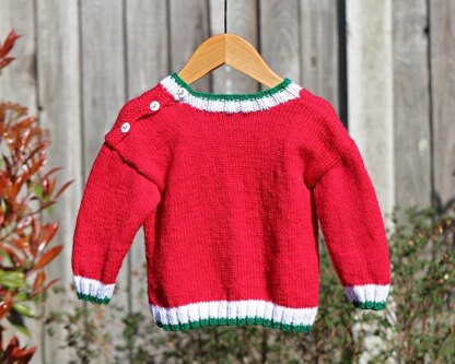 Red Nosed Reindeer Sweater (no 8) to fit from birth to 3 years old