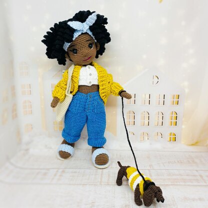 Amigurumi doll pattern, crochet girl pattern, crochet doll outfit