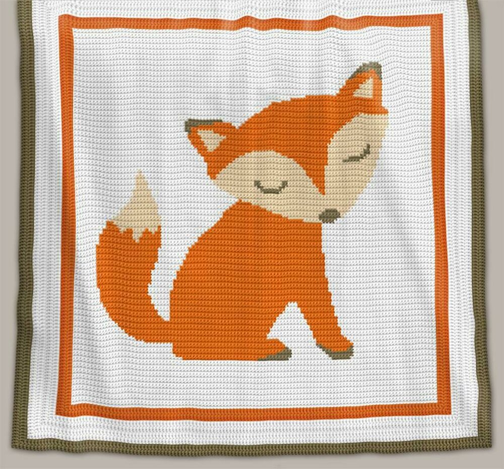 CROCHET Fox Baby Blanket / Afghan Crochet pattern by Pattern World