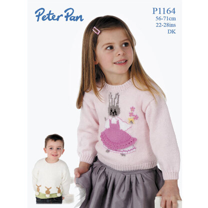 Rabbit Motif Jumpers in Peter Pan DK 50g - P1164