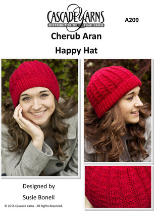 Happy Hat in Cascade Cherub Aran - A209