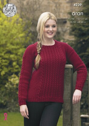 Sweaters in King Cole Fashion Aran - 4239 - Downloadable PDF