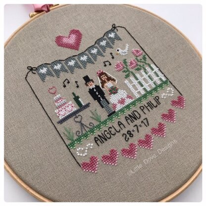 Little Dove Designs Pink Hearts Wedding Sampler Cross Stitch Kit - 12.70cm x 15.90cm