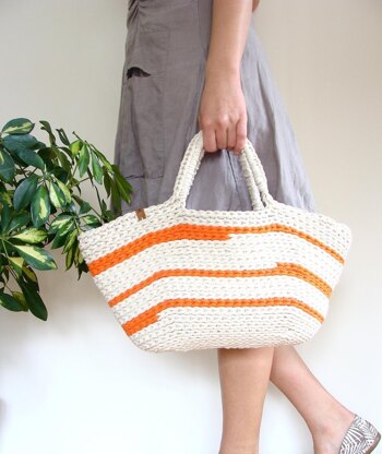 Striped Basket Bag