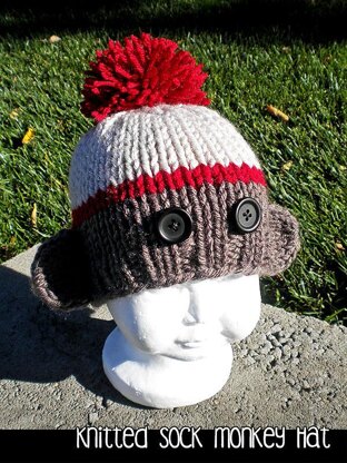 Knitted Sock Monkey Hat