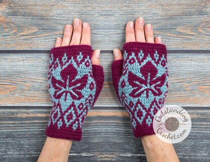 Star Leaf Mosaic Fingerless Gloves