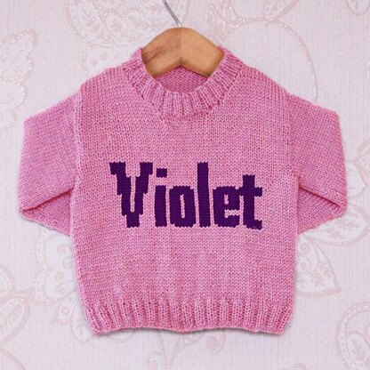 Intarsia - Violet Moniker Chart - Childrens Sweater