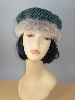 Simple Lace Fur Trim Beret