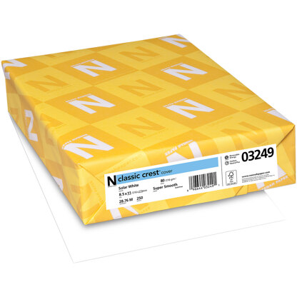 Neenah Paper Neenah 80lb Classic Crest Cardstock 8.5"X11" 250/Pkg - Solar White, MSRP $.17 Per Sheet