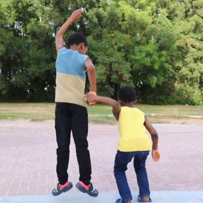 Colour Block Crochet Tank Top for Boys