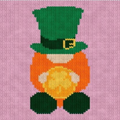 St Patricks Day Lucky Gnome with Coin Knitting Chart