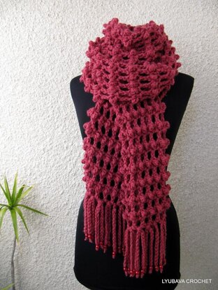 Chunky Crochet Long Scarf With Fringe