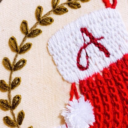 Custom Monogram Holiday Stocking Ornament - Christmas Embroidery Pattern