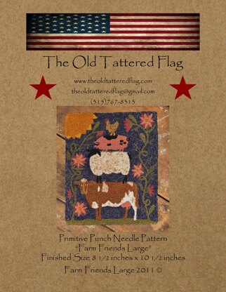 The Old Tattered Flag Farm Friends Large Punch Needle Pattern with Printed Weaver's Cloth - OTF105 - Leaflet