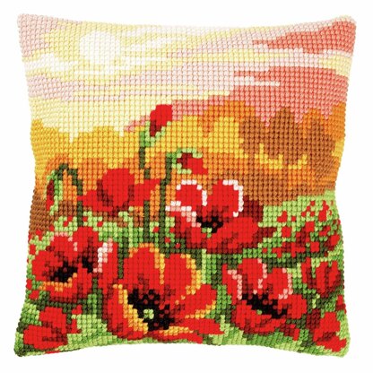Vervaco Cross Stitch Kit: Cushion: Poppy Meadow - 40 x 40cm