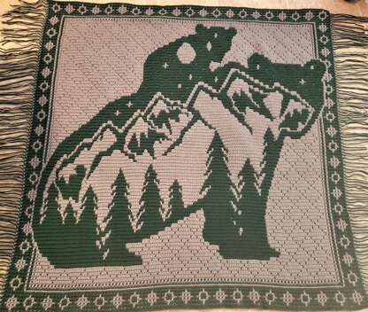 Wilderness Bears Reversible Mosaic Crochet Blanket