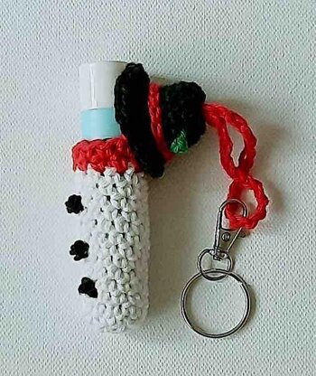 Snowman Lip Balm Cozy Keychain