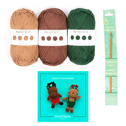 Paintbox Yarns Cotton Aran Rudolph the Reindeer 3 Ball Project Pack