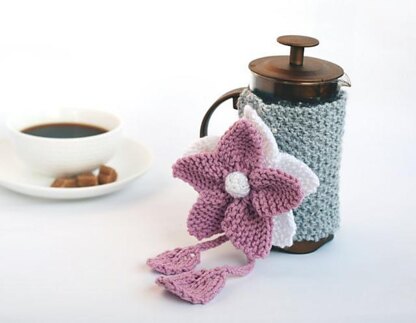 PINK FLOWER French Coffee Press. Coffee Cozy.