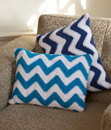 Chevron Pillow Pair in Red Heart With Love Solids - LW4217