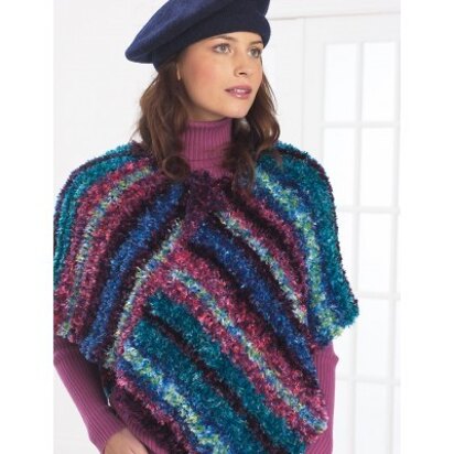 Striped Poncho in Bernat Boa