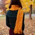 Double Mustard, a reversible cabled scarf