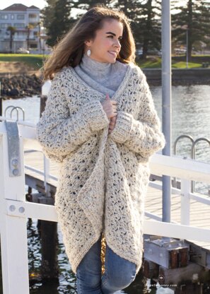 Coastal Fog Bulky Cardigan Crochet pattern by Olivia Kent | LoveCrafts