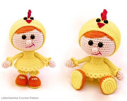 116 Girl Doll in a chicken outfit Amigurumi