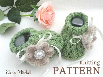 Pattern for Baby Girl Knitted Baby Booties Emilia