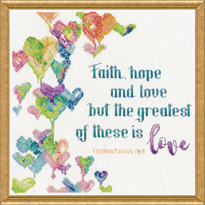 Design Works Faith, Hope & Love Cross Stitch Kit - 10 x 10