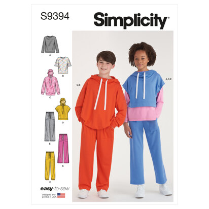 Simplicity Boys' and Girls' Oversized Knit Hoodies, Pants and Tops S9394 - Sewing Pattern