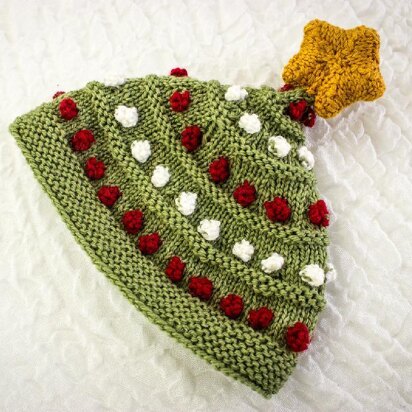 Christmas Tree Hat With Bobbles and Star