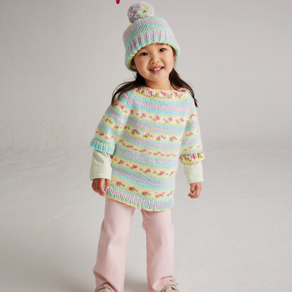 Blooms Poncho & Hat In Hayfield Blossom Chunky - 5570P - Downloadable PDF