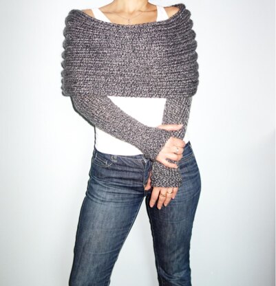 Knitted shrug with on sale sleeves