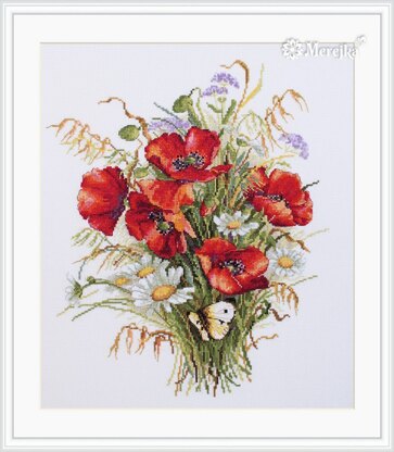 Merejka Poppies & Oats Cross Stitch Kit - 27cm x 33cm