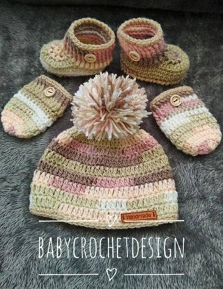 Hat mittens and booties sale